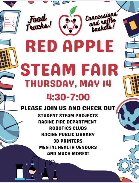 Red Apple STEAM Fair is Thursday, May 14 from 4:30 - 7:00 PM