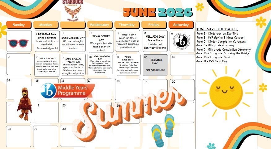 This is the calendar for June.