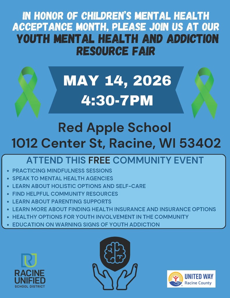 Youth Mental Health & Addiction Resource Fair May 14th from 4:30 - 7PM at Red Apple School