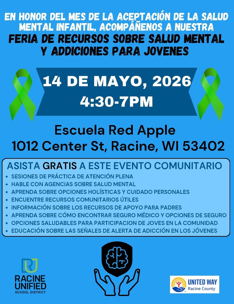 Youth Mental Health & Addiction Resource Fair May 14th from 4:30 - 7PM at Red Apple School