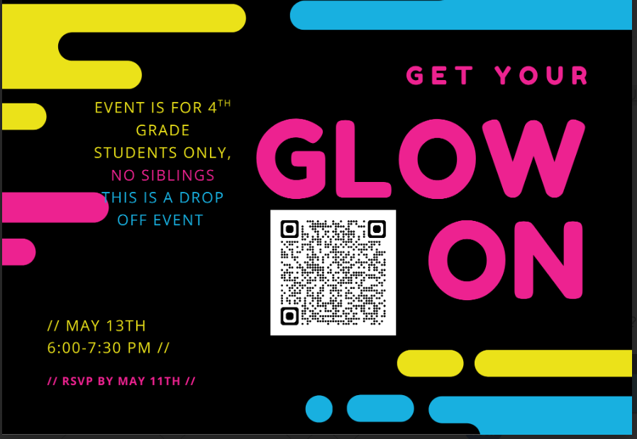 Glow party invitation with QR code