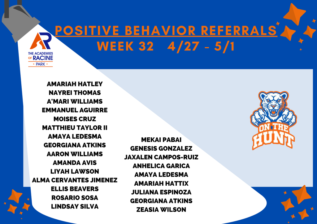 Heading into May in style!! Each of these Panthers earned a Positive Behavior Referral for this past week!! #PantherPride #onthehunt #letseat 