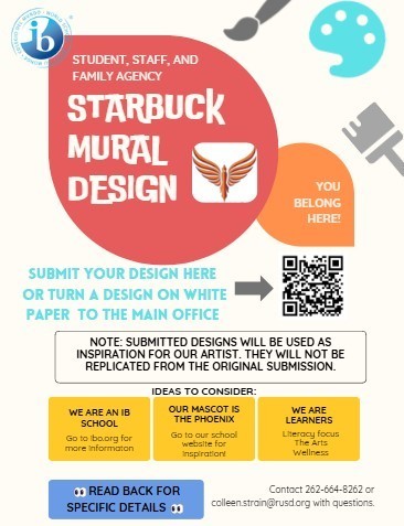 Mural submission flyer to get ideas from our school community for our PYP mural.