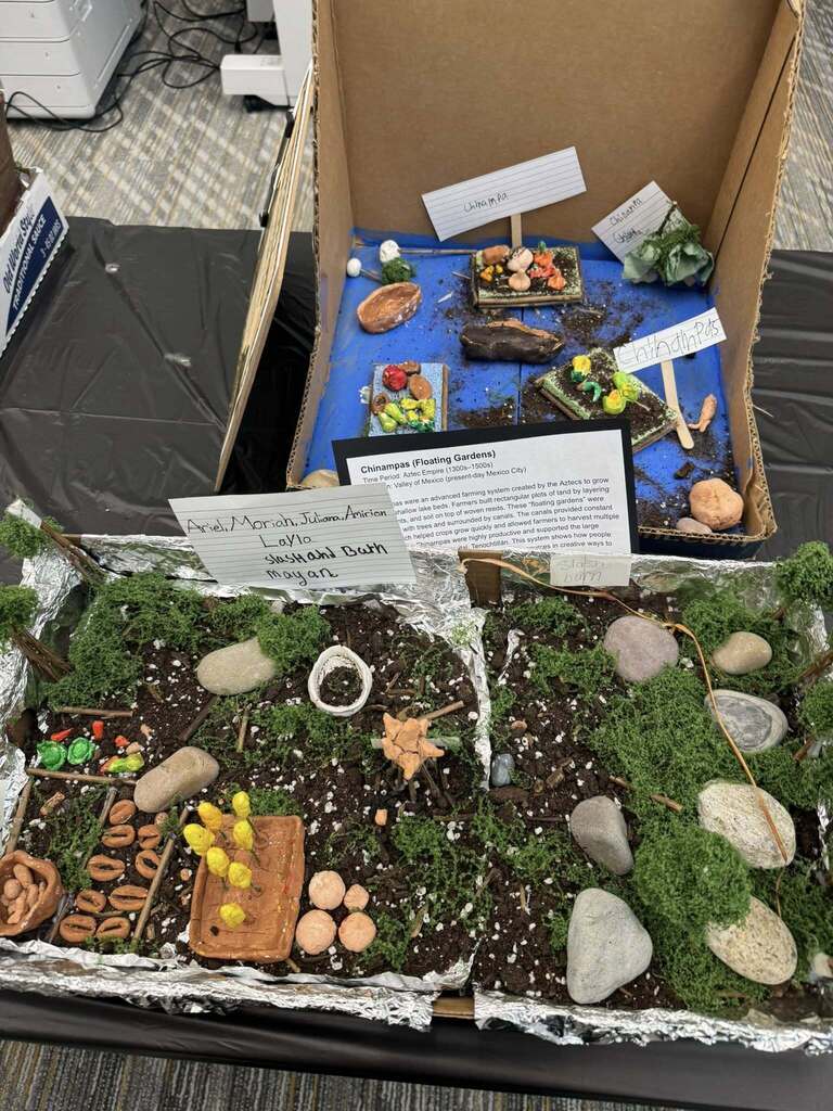 Floating garden exhibit created by 6th grade students at Jerstad.