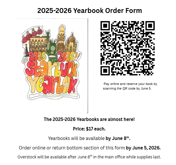 Yearbook cover and QR code to order