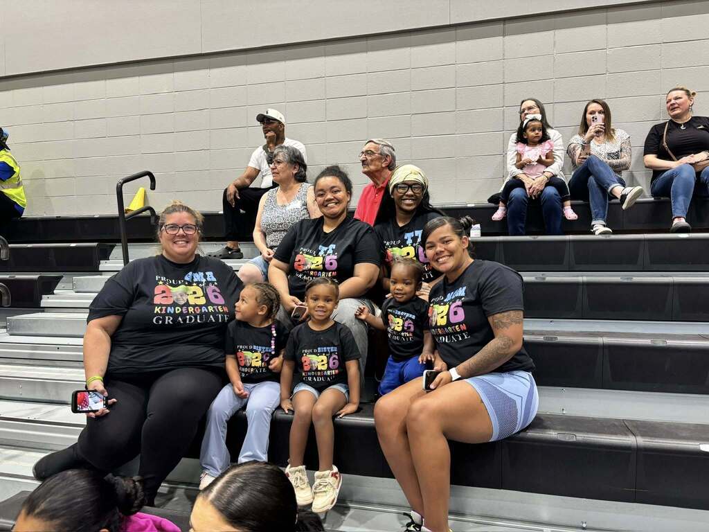 Families celebrating at the KG promotion ceremony