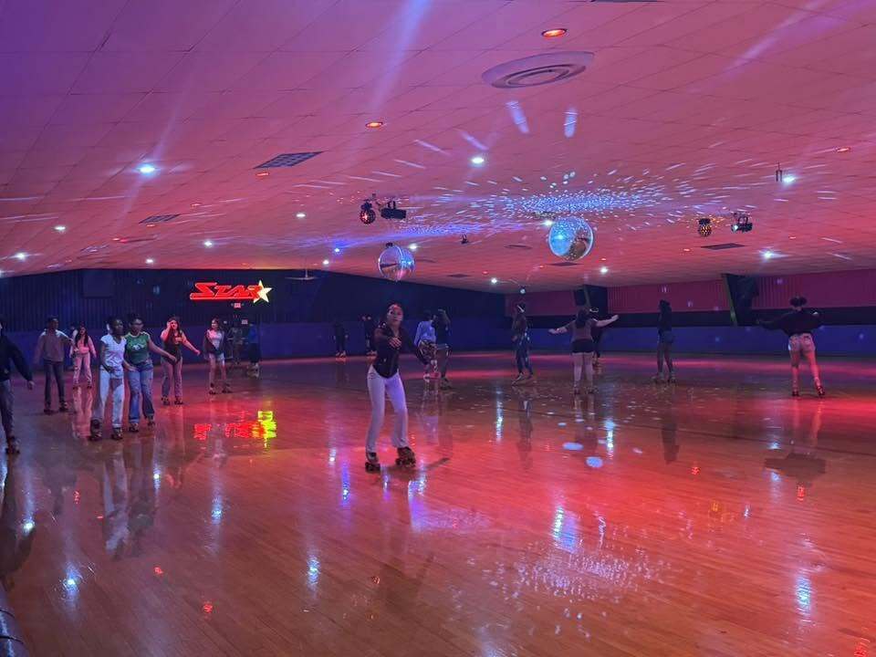 Students at the roller rink.