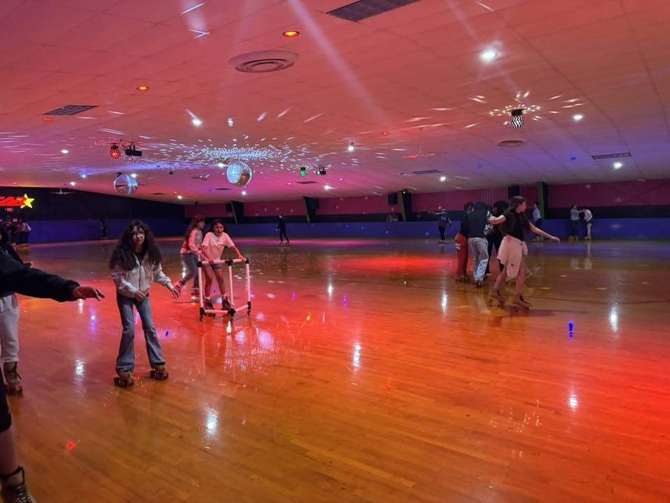 Students at the roller rink.