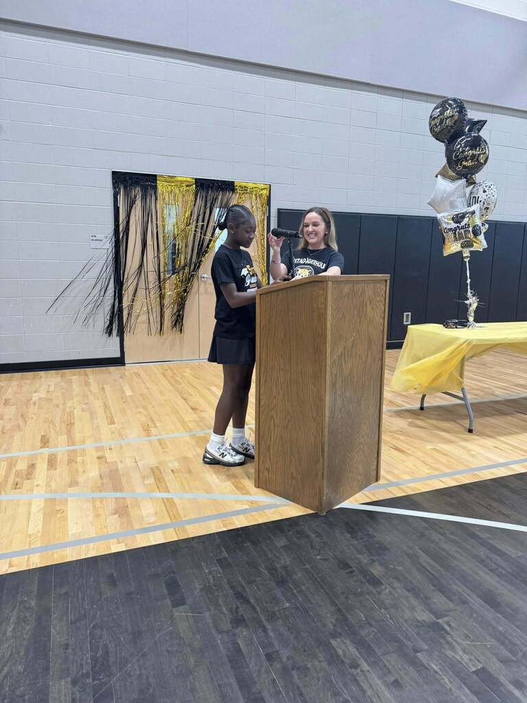 5th grade student speaker at the 5th grade promotion ceremony.