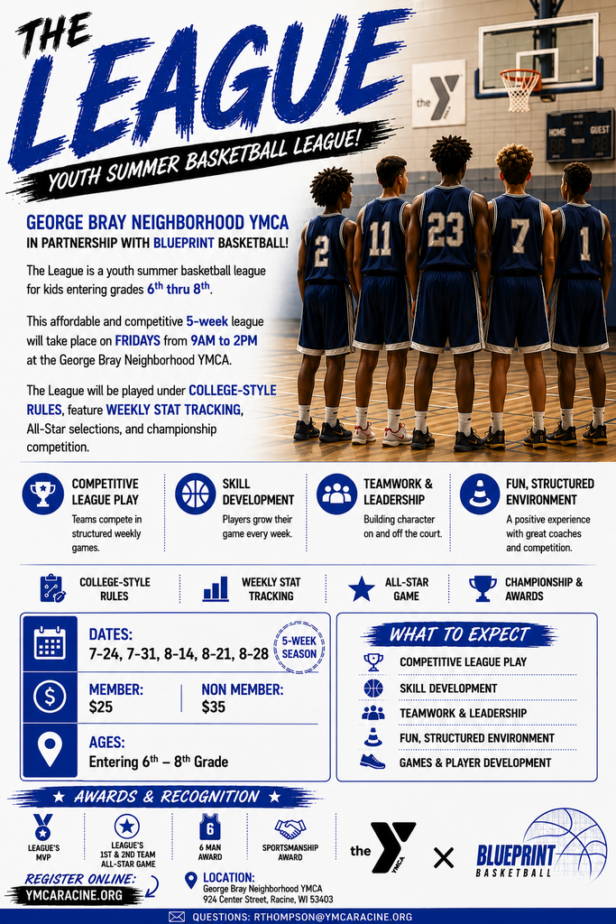 Flyer for The YMCA basketball league