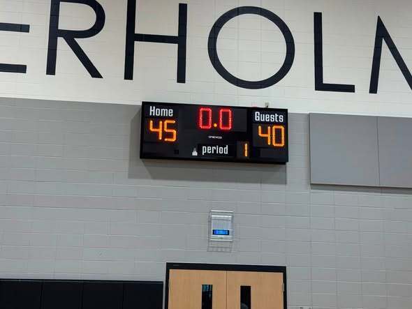 Scoreboard showing the score 45-40.