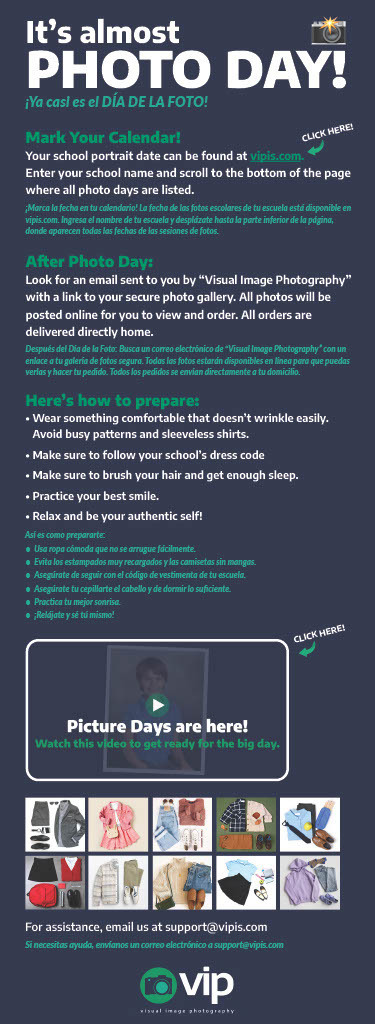 Photo Day Flyer containing informaiton on how to order pictures
