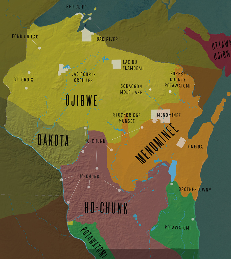 Wisconsin map and tribe locations