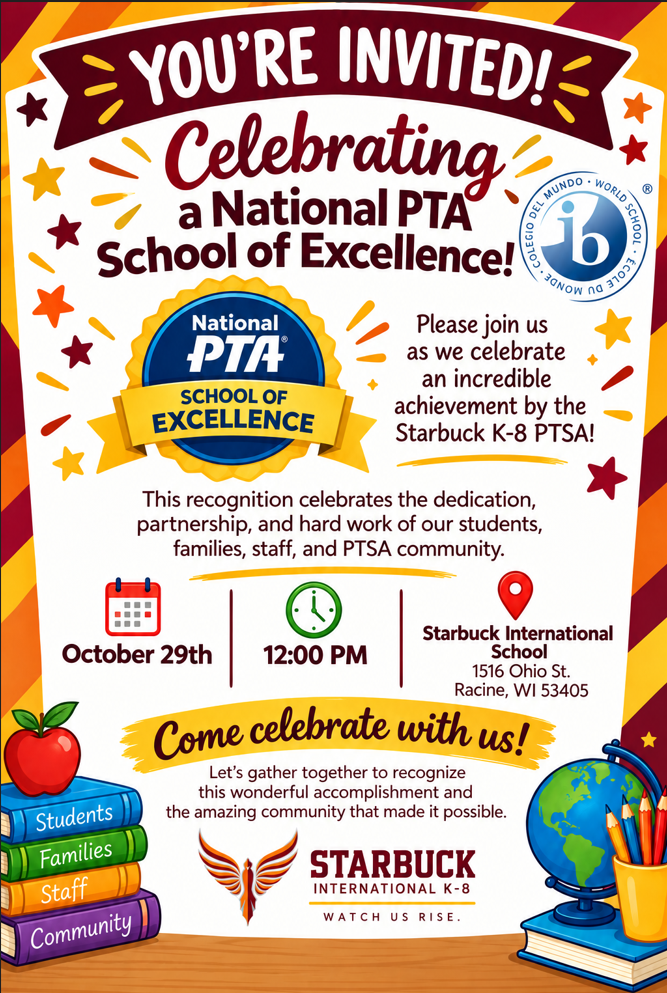 PTA School of Excellence celebration flyer