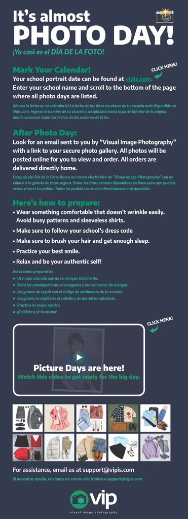 School Picture Day Info - English and Spanish