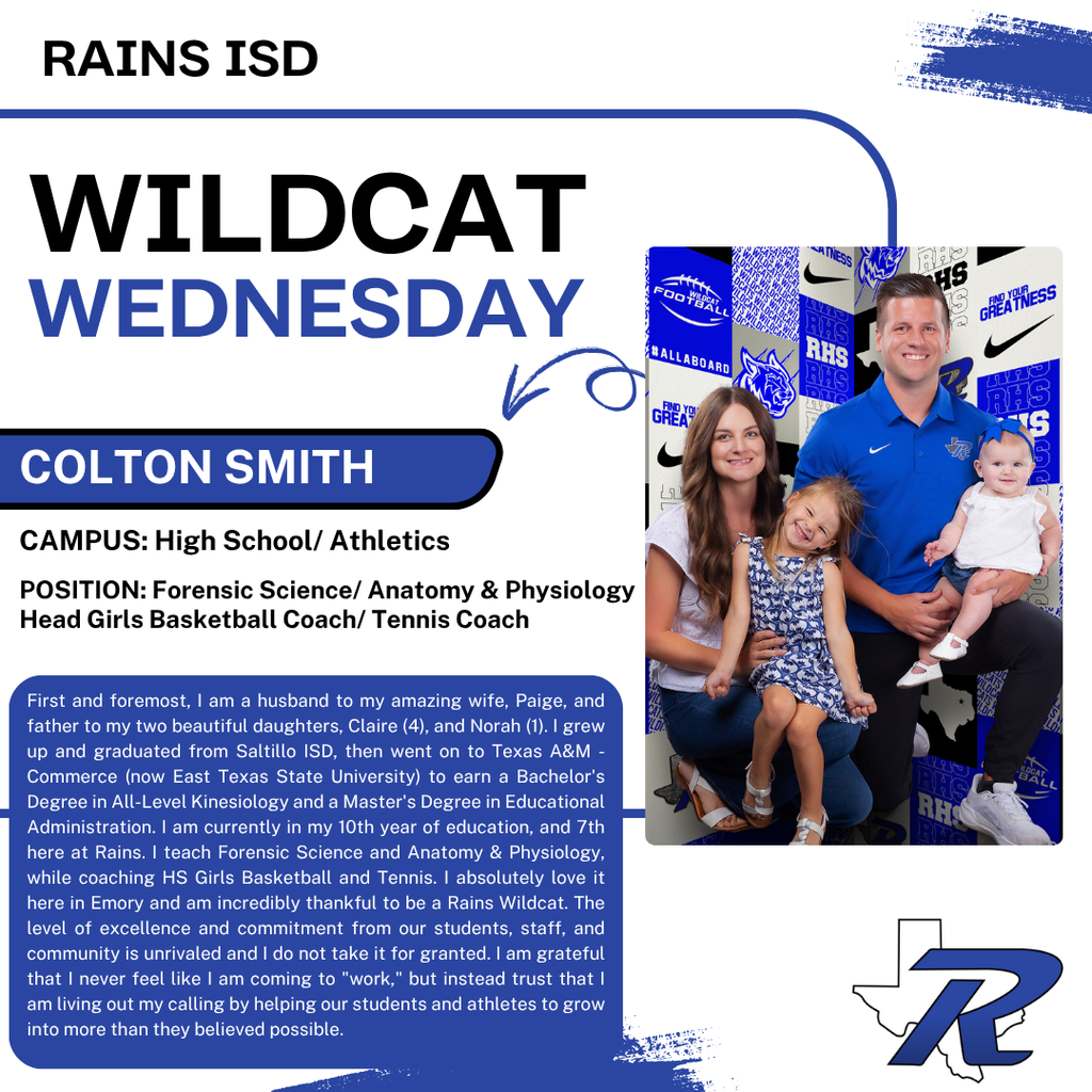 Wildcat Wednesday Spotlight on High school teacher and Athletic Coach, Colton Smith 