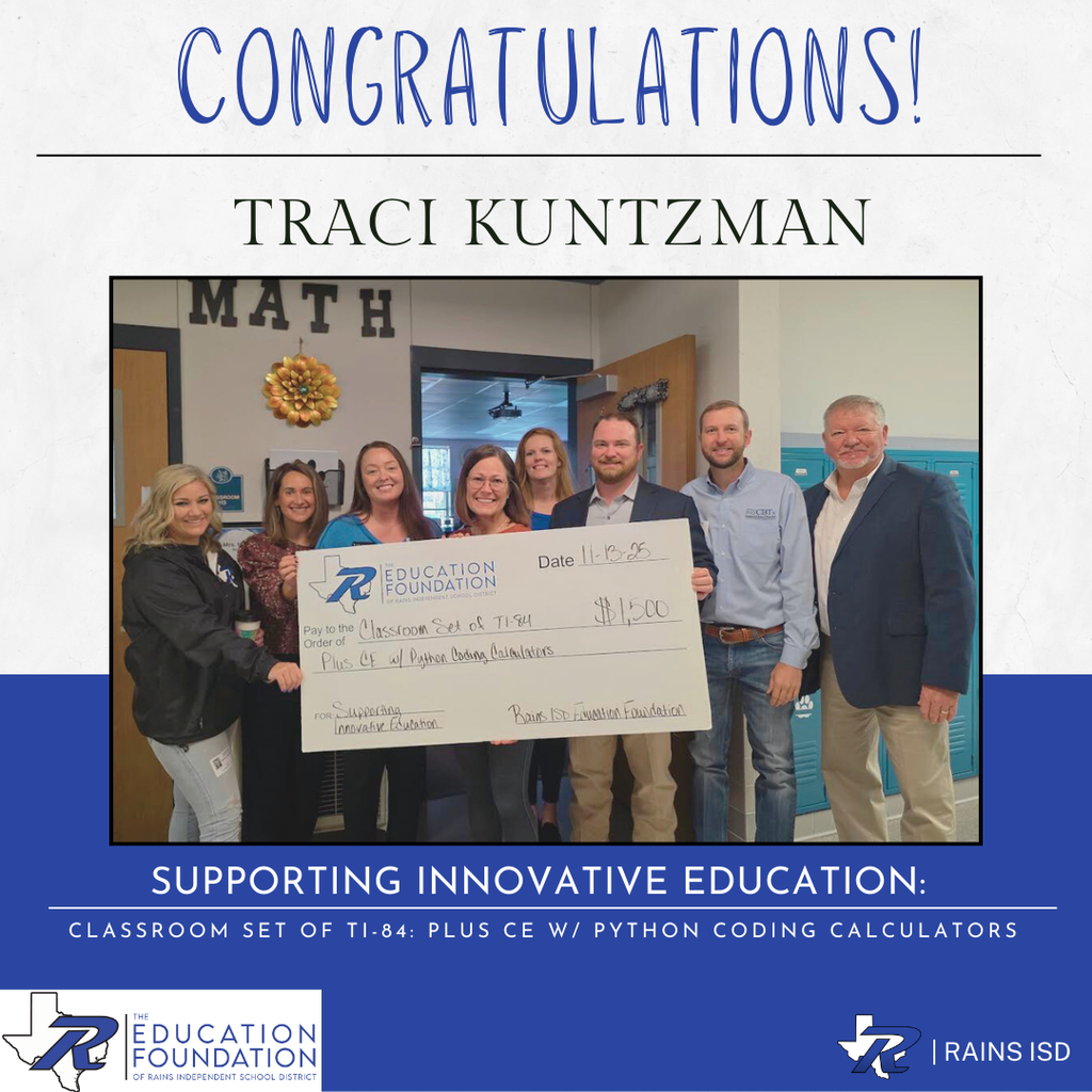Rains Education Foundation Grand Winner- Traci Kuntzman
