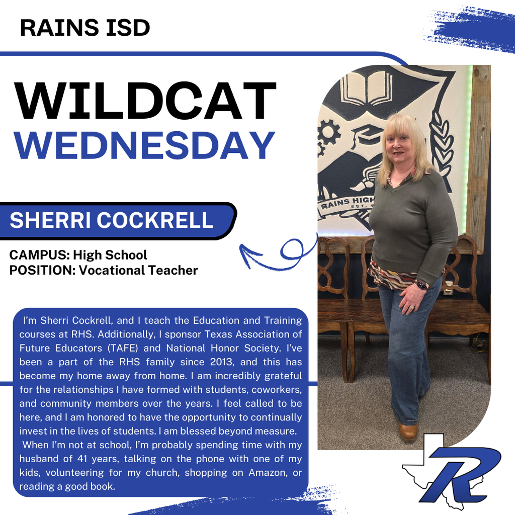 Wildcat Wednesday spotlight, high school vocational teacher- Sherri Cockrell