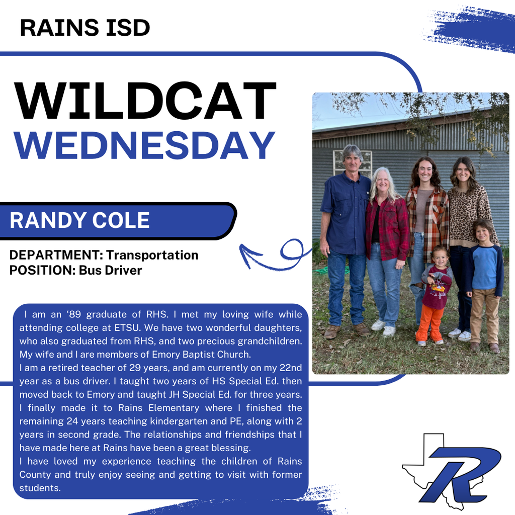 Wildcat Wednesday Social Media Feature- Randy Cole, Transportation Bus Driver