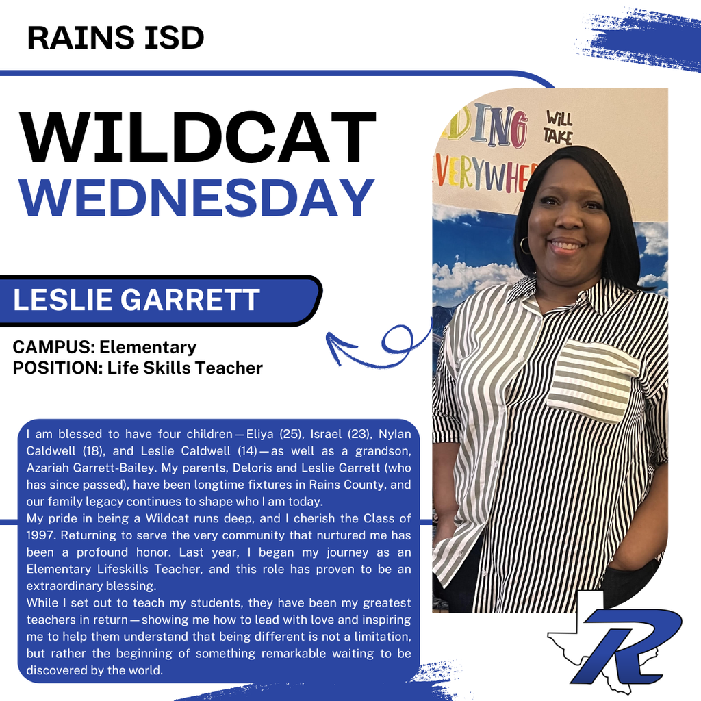 Wildcat Wednesday, Leslie Garret Wildcat Spotlight- Elementary Life Skills Teacher