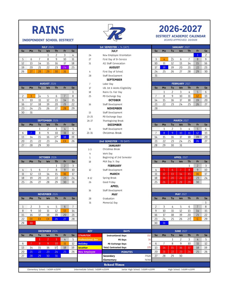 2026-2027 School Calendar 