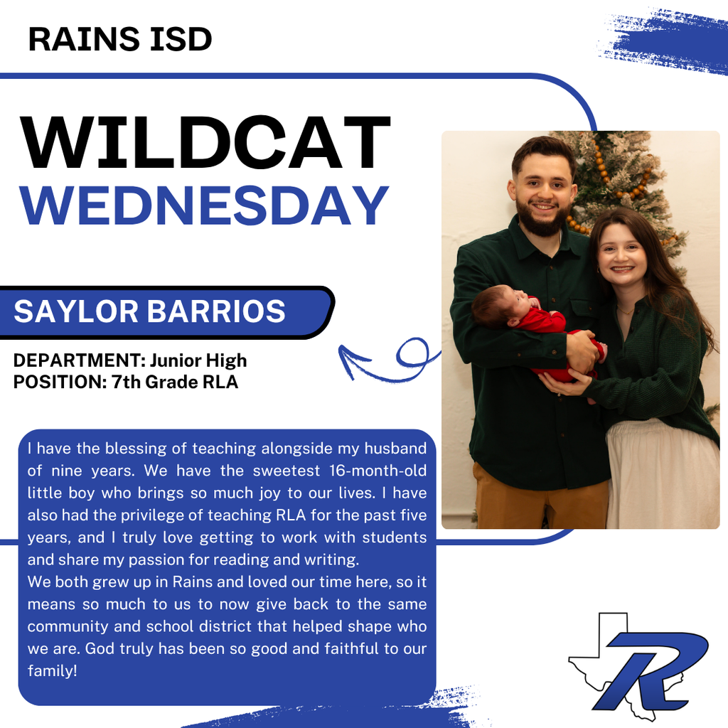 Wildcat Wednesday Social Media feature, RLA teacher Saylor Barrios