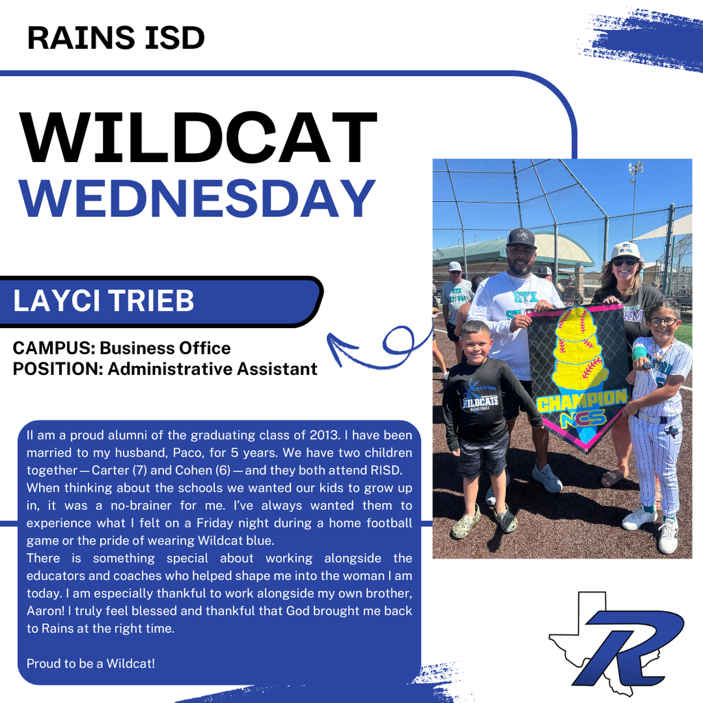 Wildcat Wednesday Social media spotlight, Admin assistant business office- Layci Trieb