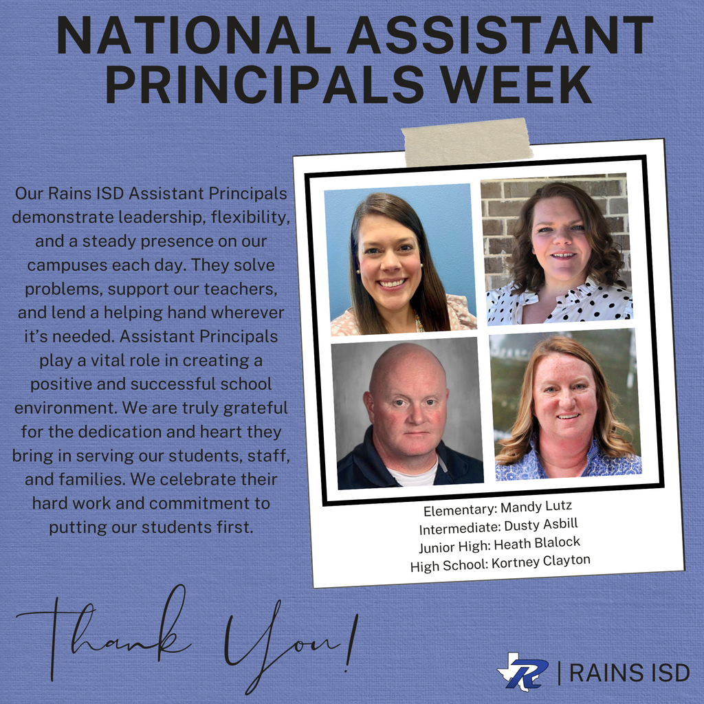 National Assistant Prinicipals Week appreciation graphic and pictures of each campus assistant principal. 
