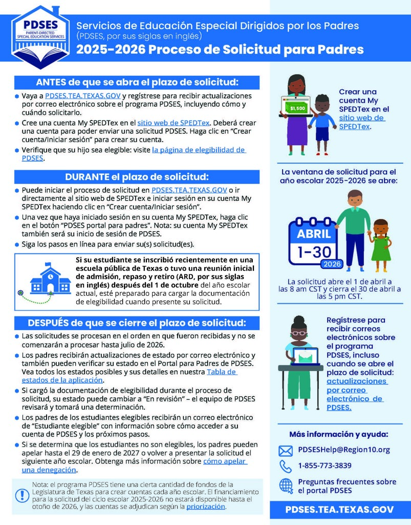 PDES Parent directed special education services program overview and flyer information- SPANISH