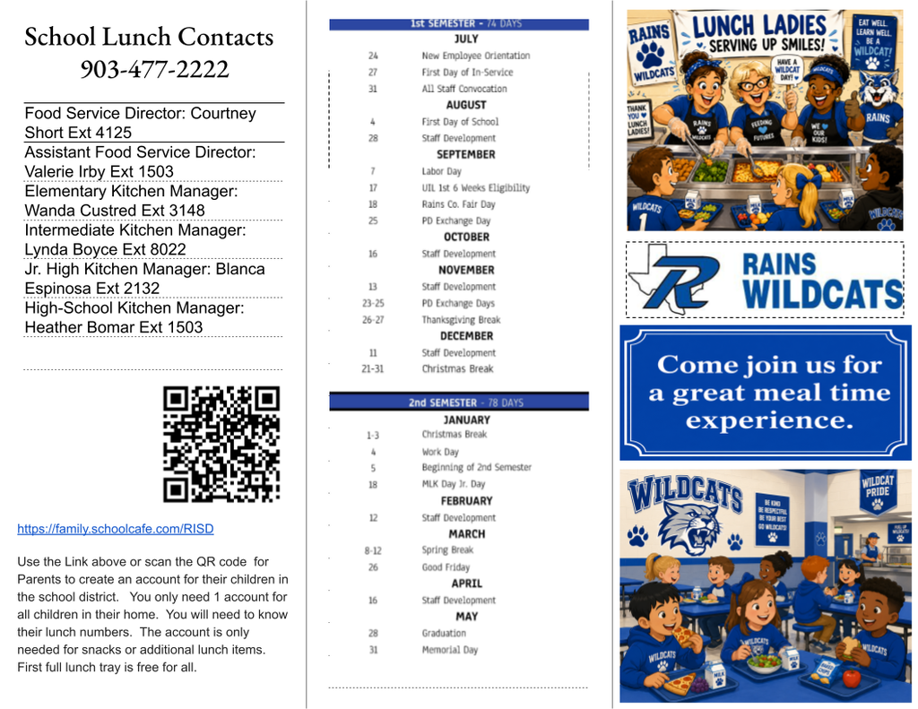 Rains ISD Food Service pamphlet