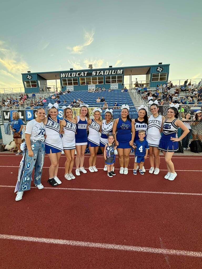 RISD Cheerleaders with Frey, Childhood Cancer fighter