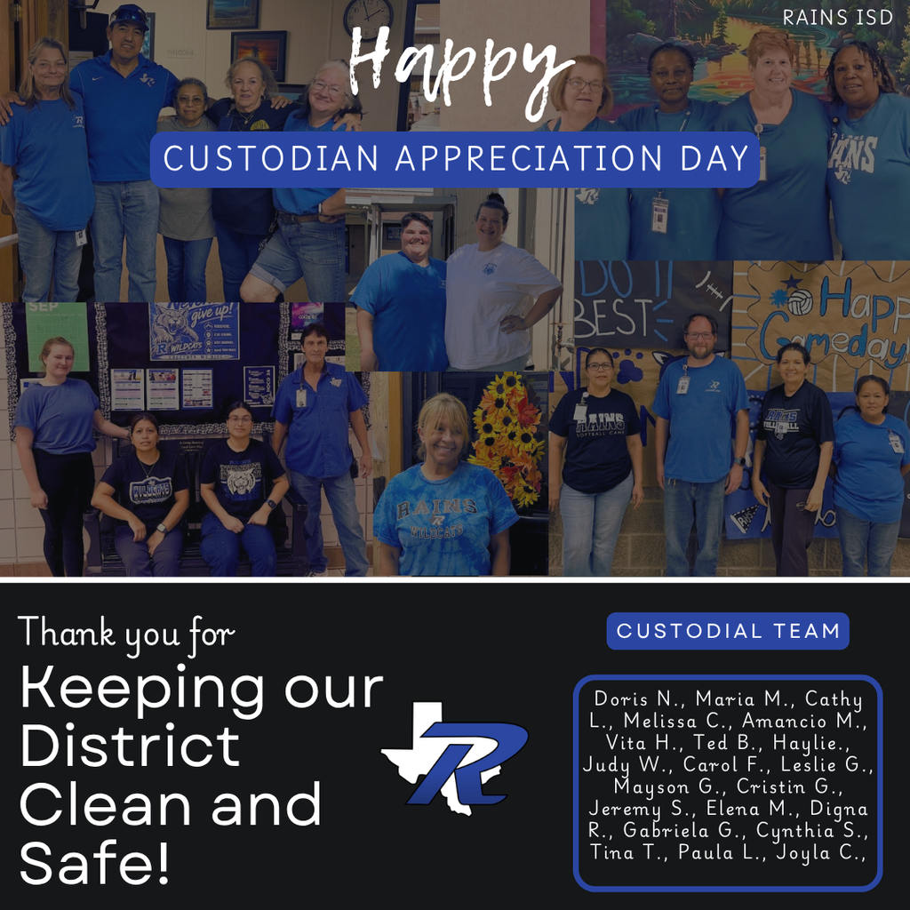 Happy Custodian Appreciation Day- Thank you for keeping our district clean and safe