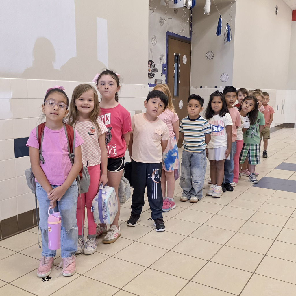 Kindergarten class lined up for lunch