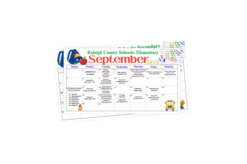 September 2025 School Activities Calendars