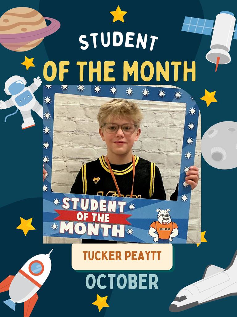 October Student of the Month - 4th Grade - Tucker Peaytt