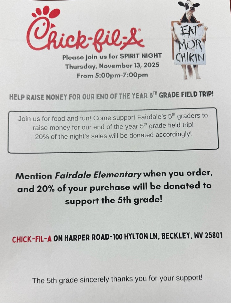 Nov 13 5-7pm at chick fil a Harper rd