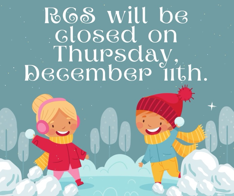 image of two children playing in the snow and text stating that there is no school