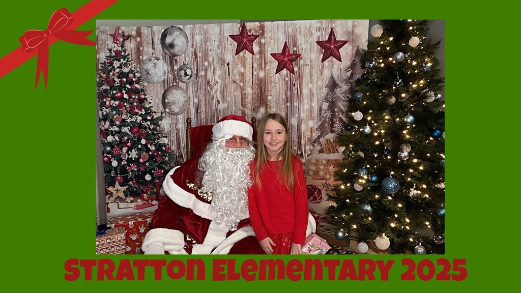 Stratton Elementary Christmas Party 2025 Picture of Student and Santa