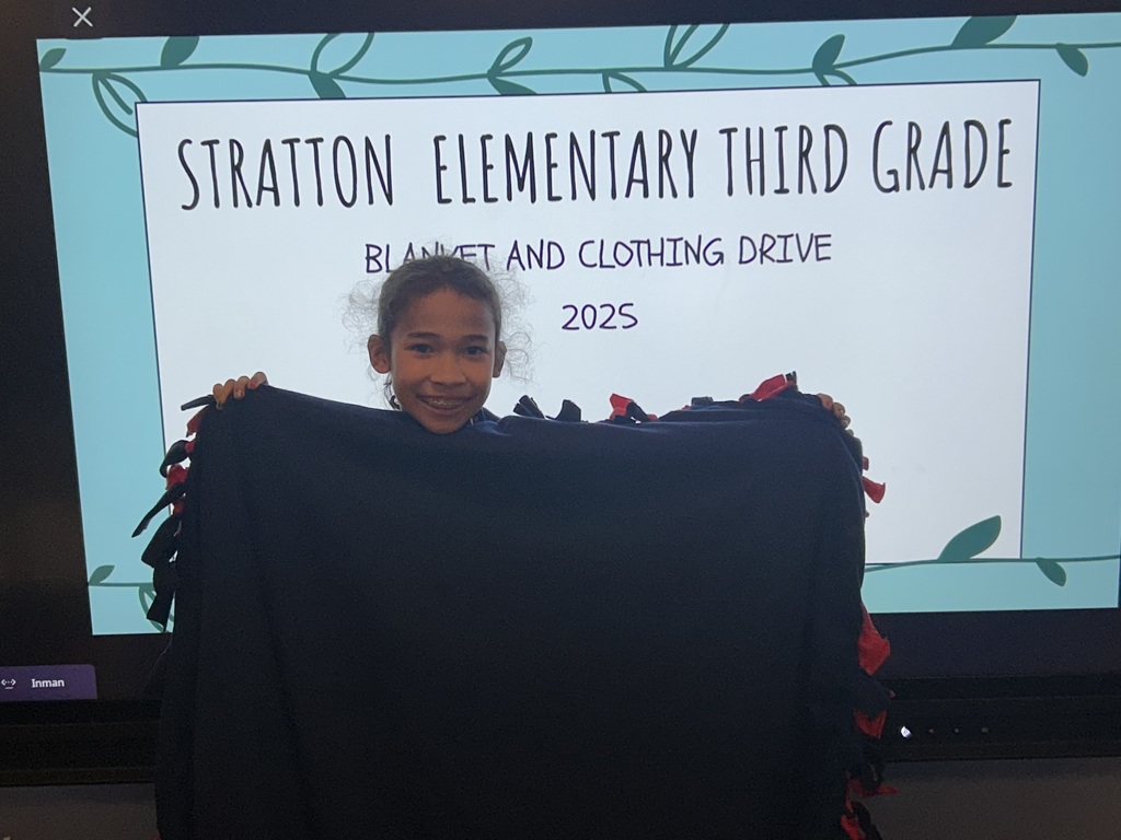 Mz. Inman's 3rd grade students with their no sew blankets they made
