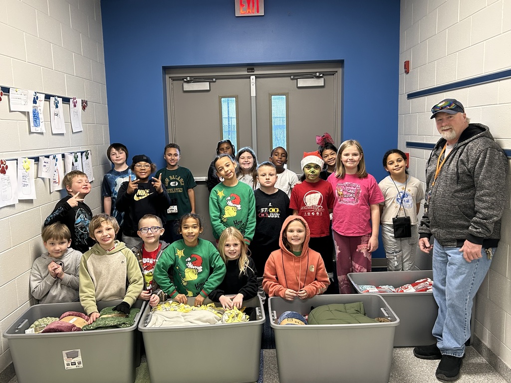 Mz. Inman's 3rd grade class with the blanket drive donations