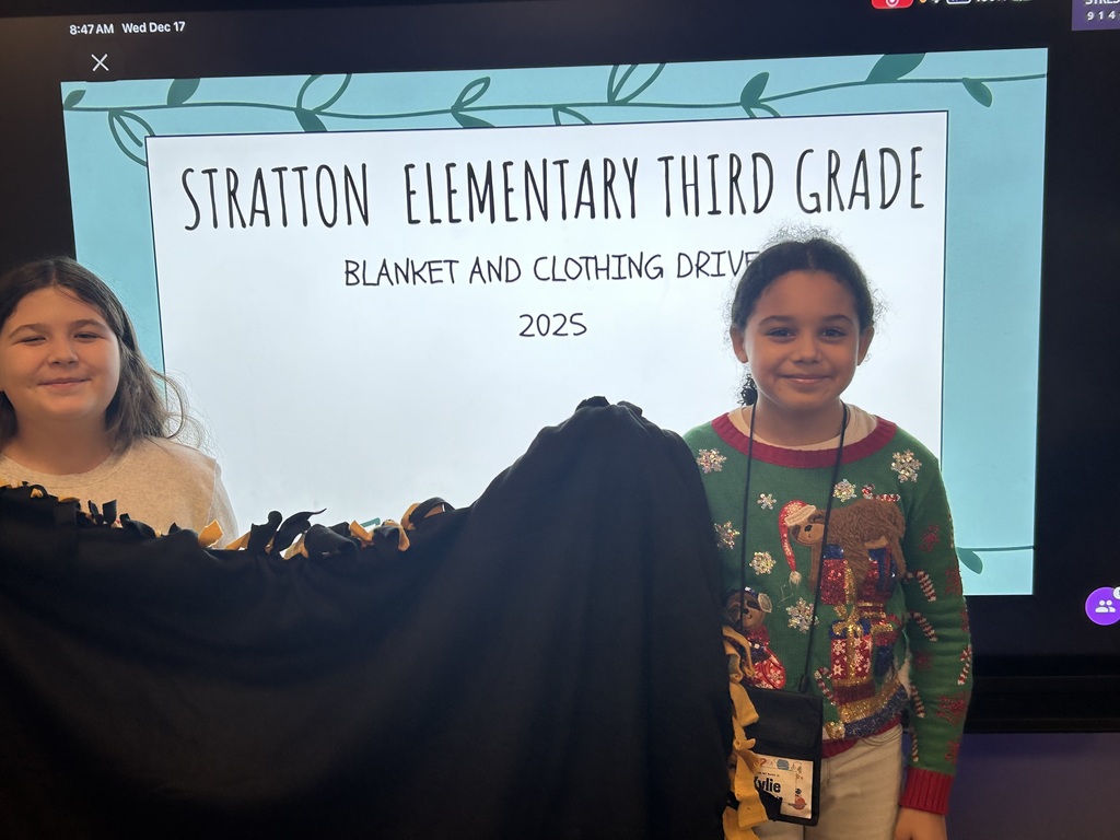 Mz. Inman's 3rd grade students with their no sew blankets they made