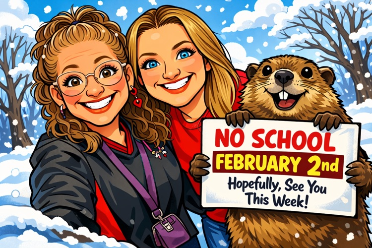 school closed Feb 2nd with 2 ladies and a groundhog 