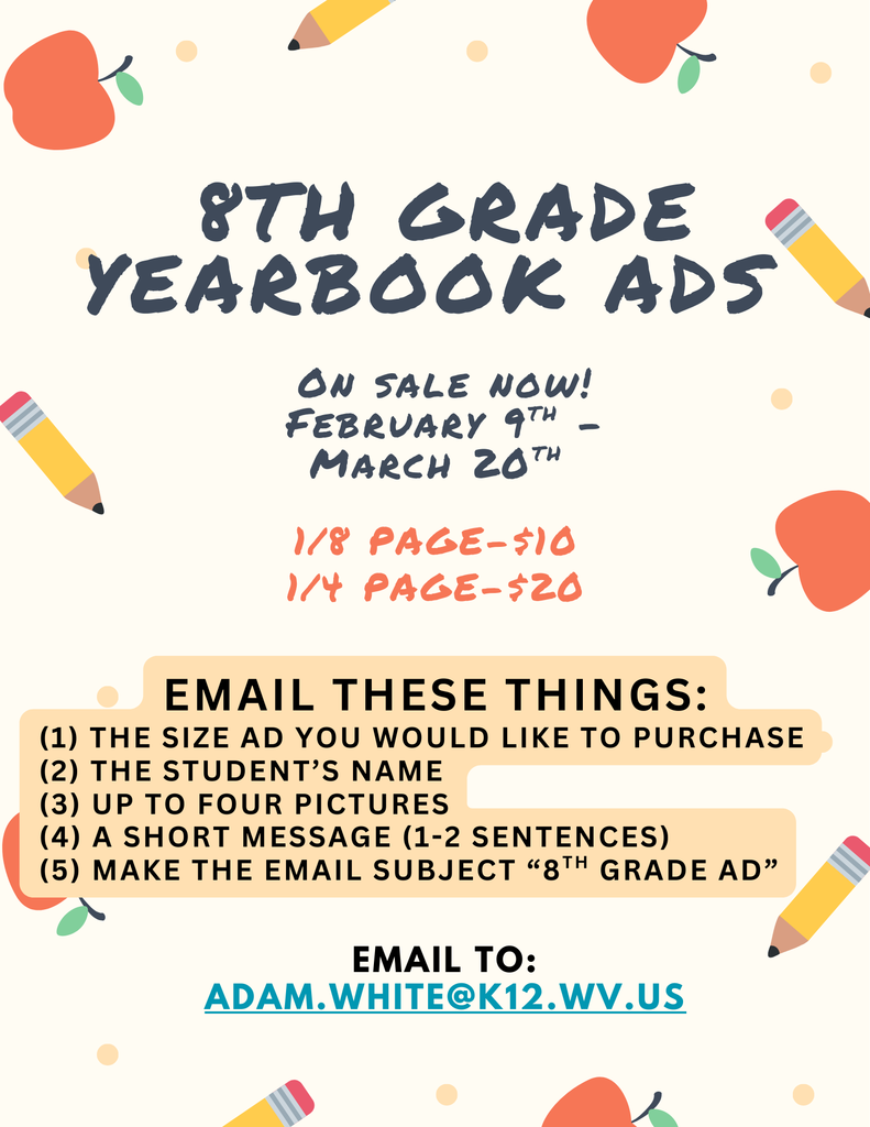 8th grade Ads :must purchase by March 20th