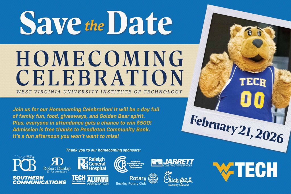 Save the Date, Homecoming Celebration Flyer for West Virginia University Institute of Technology