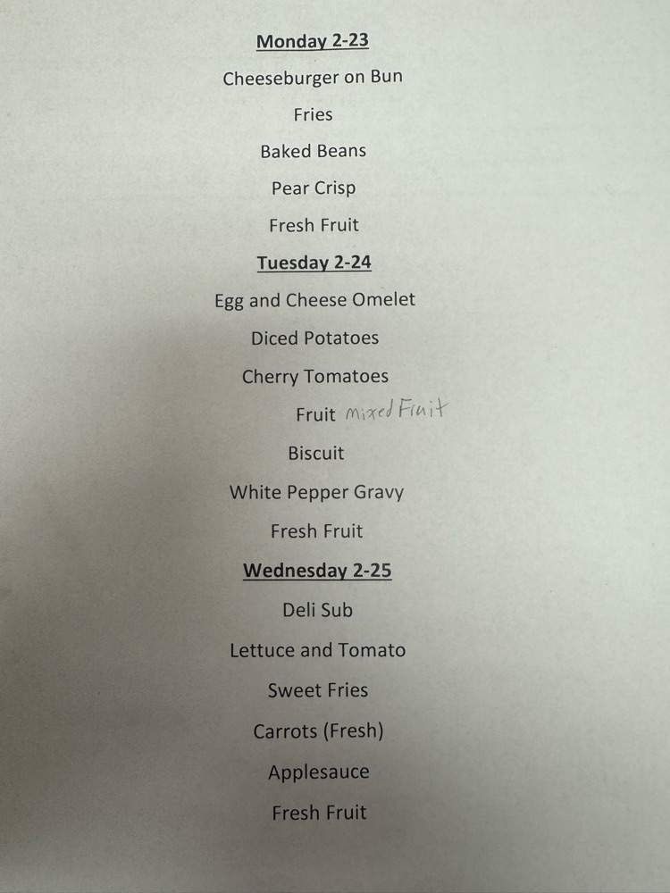 menu change Feb 23-25