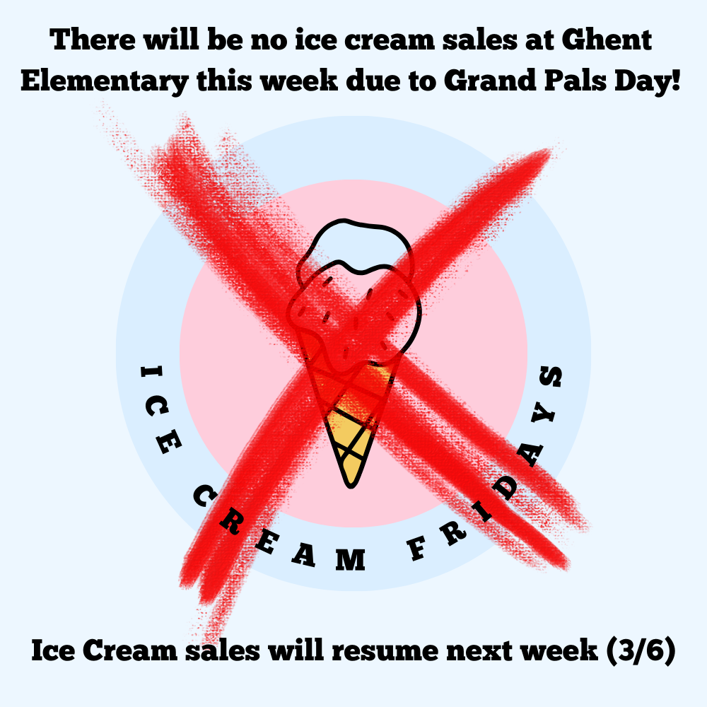 Flyer stating no ice cream sales this week.