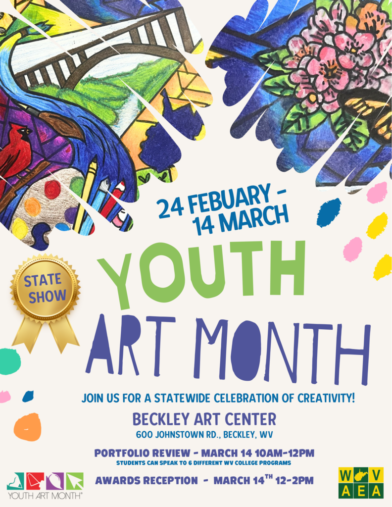 Youth ArtMonth Poster - reception March 14 at Beckley Art Center