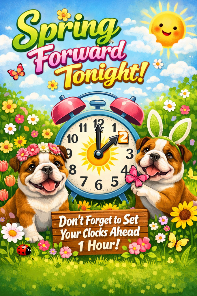 Spring Forward Tonight, Bulldog Flyer for Daylight Savings Time