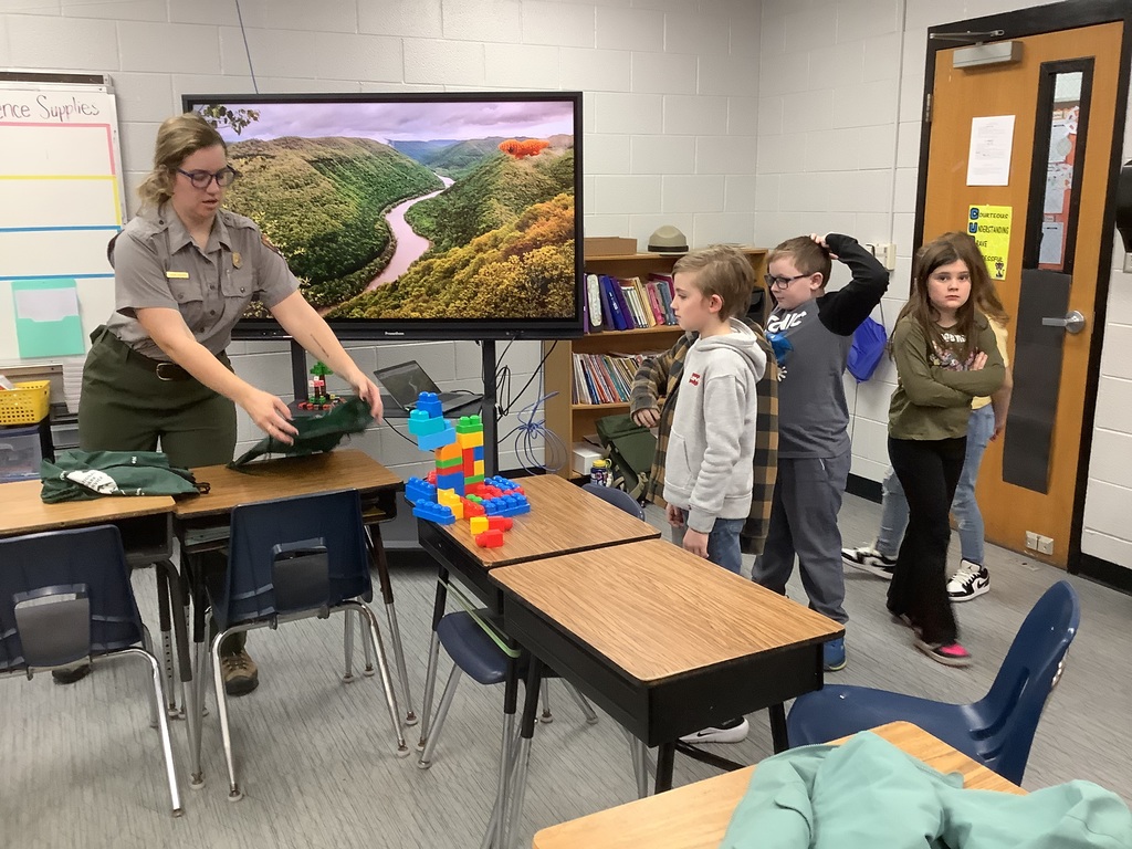 Park Ranger Megan is teaching our students about land forms. 
