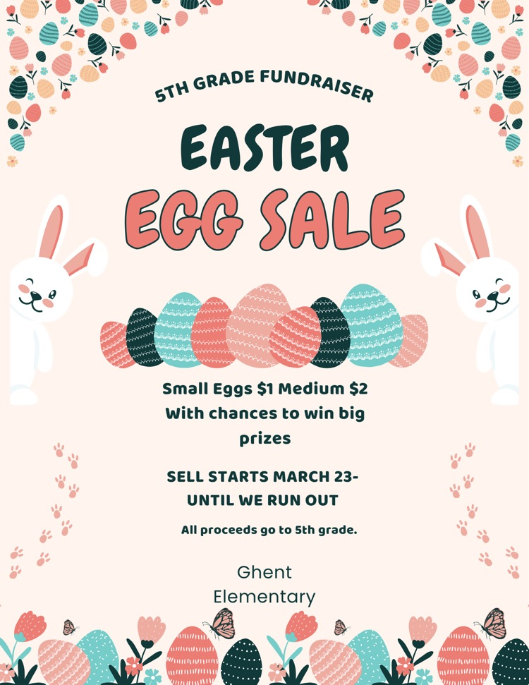 Easter egg sale flyer for 5th grade fundraiser
